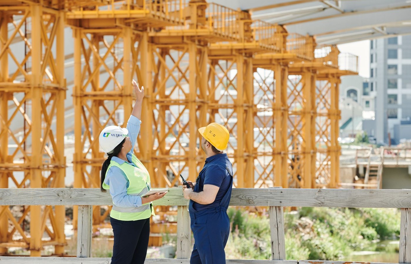 An Ultratec resident engineer directing works beside temporary shoring